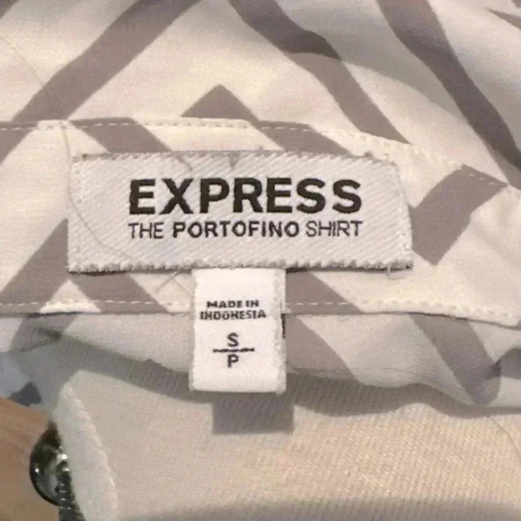 3/$20 EXPRESS the portofino shirt sm collared chevron high low adjustable sleeve - Picture 3 of 6